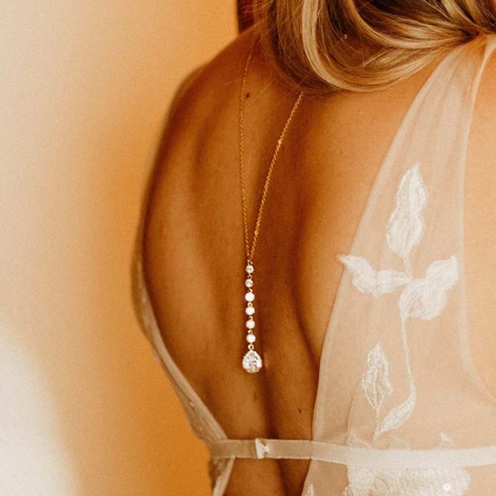 Body Jewelry Back - Stonefans Drop Back Chain Necklace Elegant