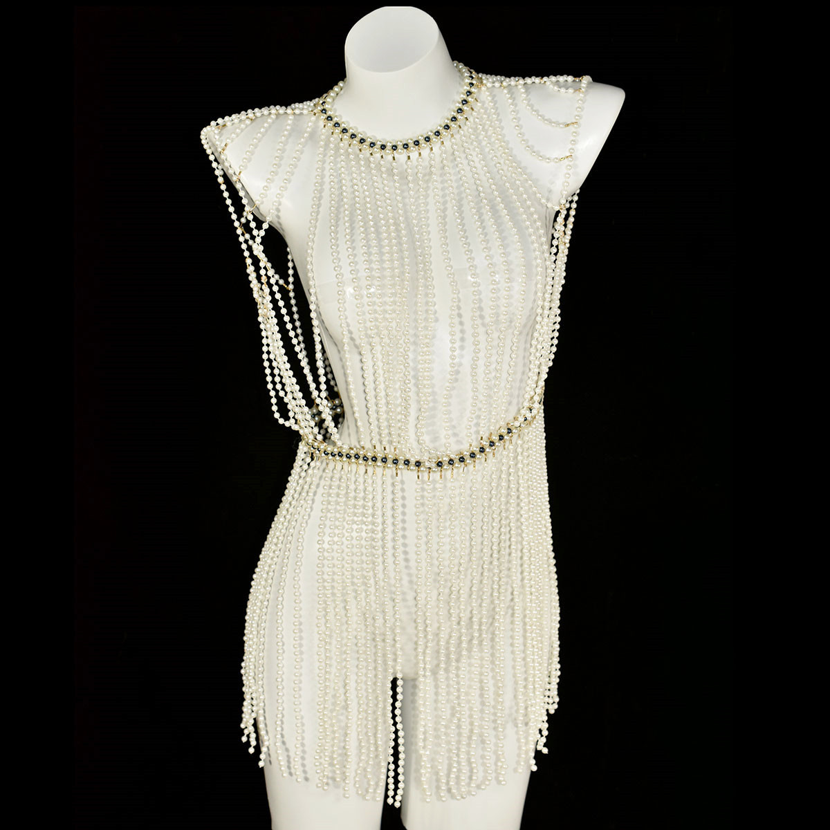 Body Jewelry Dress - Classic Long Tasseled Faux Pearl Dress