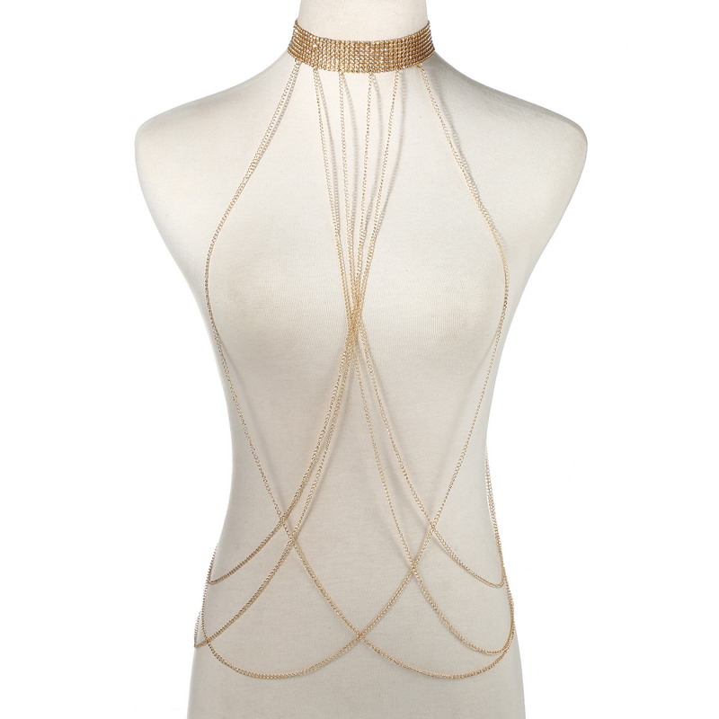 Body Jewelry Waist Chains - Gold Color Body Chain Women Rhinestone