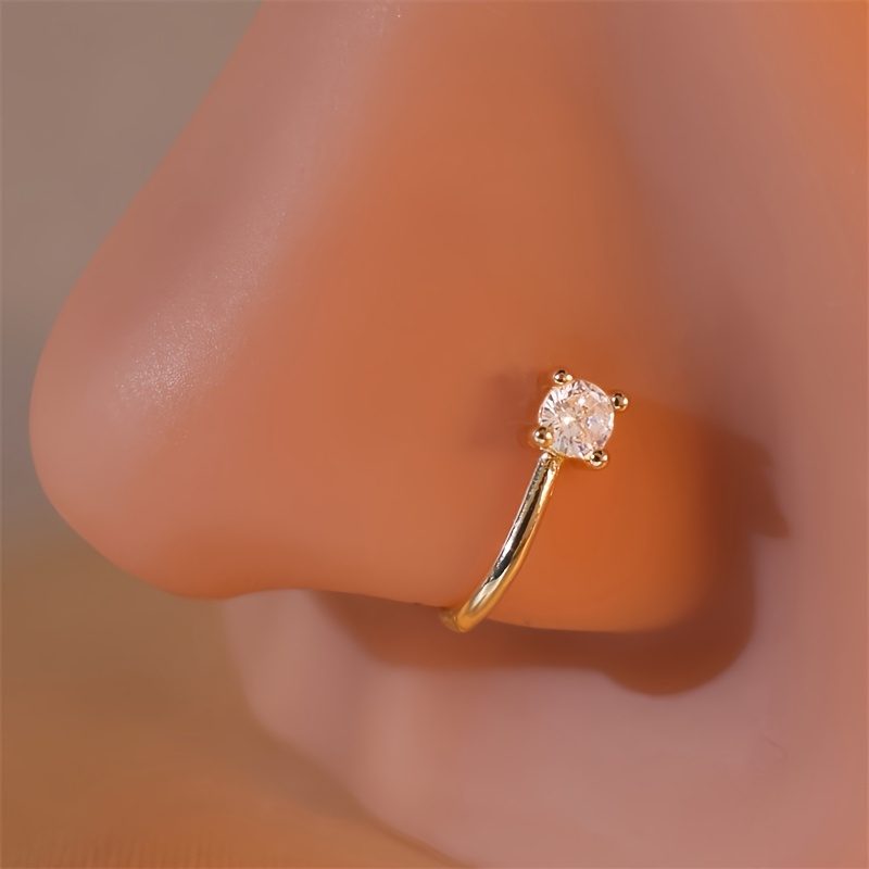 Body Jewelry Art - 1-Piece Round Zircon Non Perforated Nose