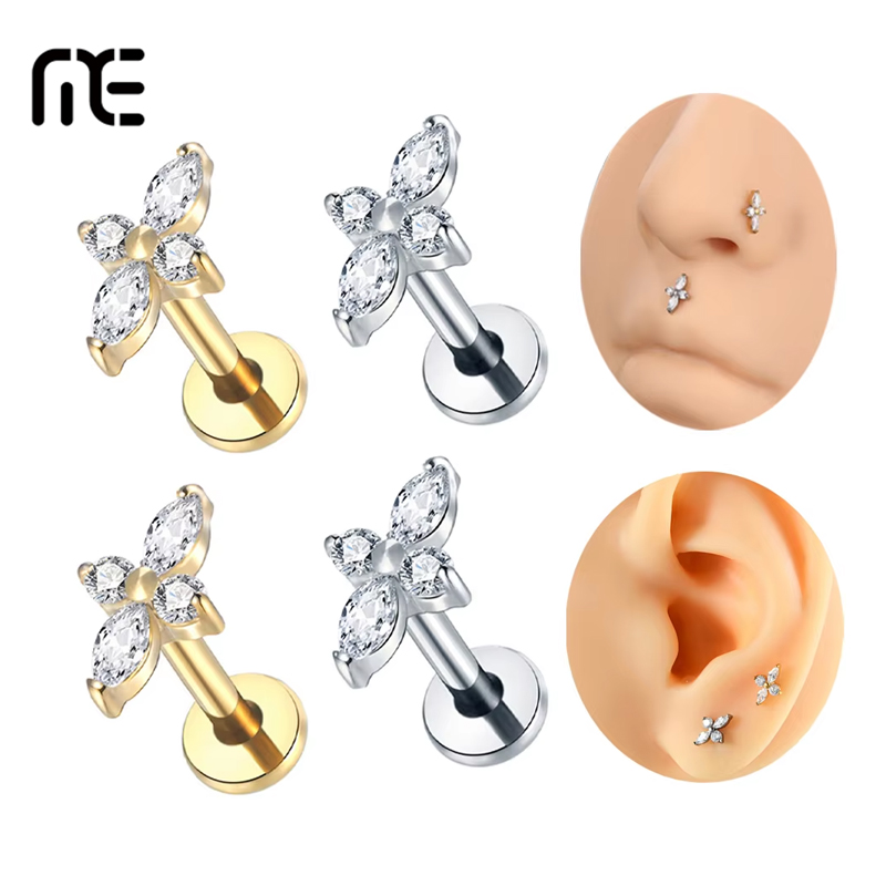 Flat Back Labret Stud - 1PC G23 Titanium Labret Piercing Jewelry