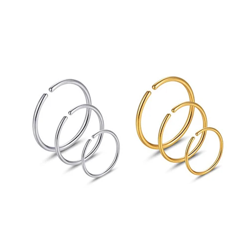 Body Jewelry Art - 6pcs/lot Hypoallergenic Nose Rings Hoops 316L
