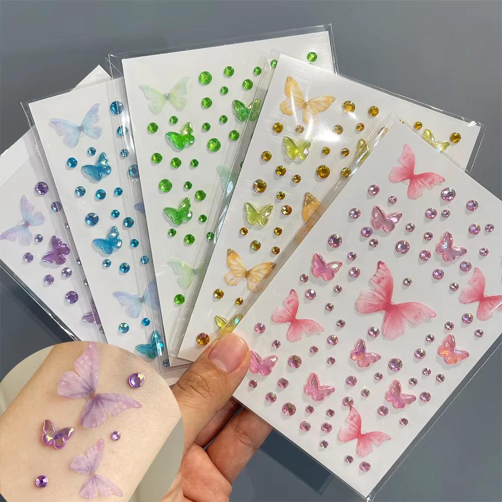 Body Jewelry Art - 1sheet Eyes Face Makeup Butterfly Crystal