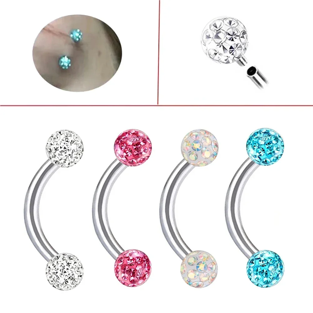 Multi Color Epoxy Crystal 6-10 - Eyebrow Curved Barbell ulasan dan harga