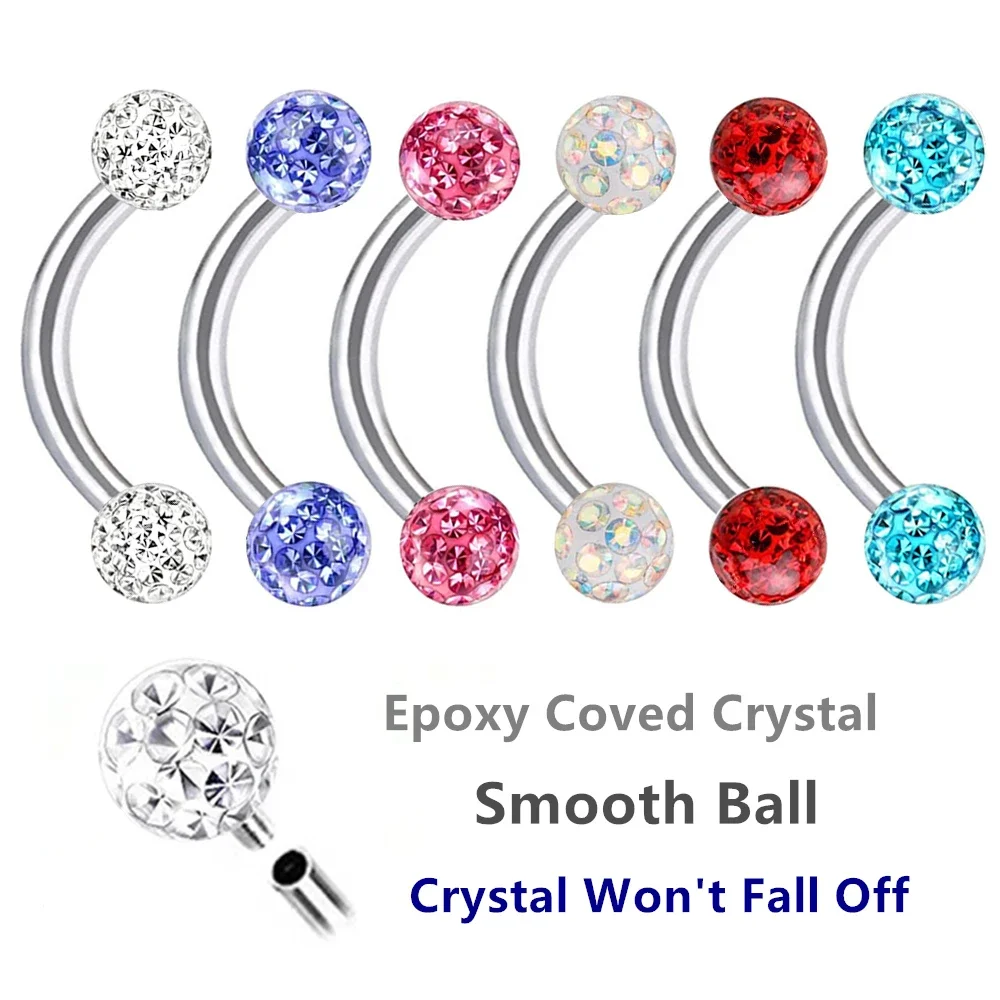 Multi Color Epoxy Crystal 6-10 - Eyebrow Curved Barbell ulasan dan harga