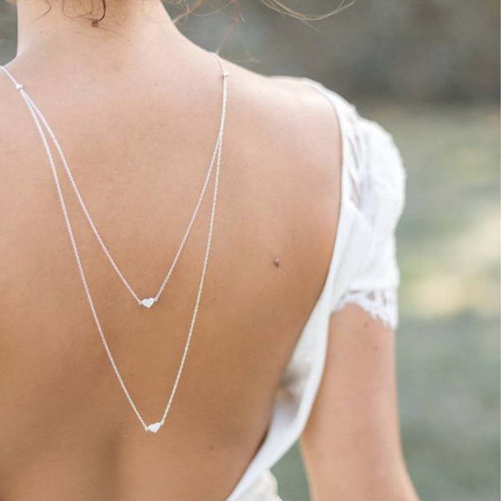 Elegant Double Layer Heart Bac - Body Jewelry Back ulasan dan harga