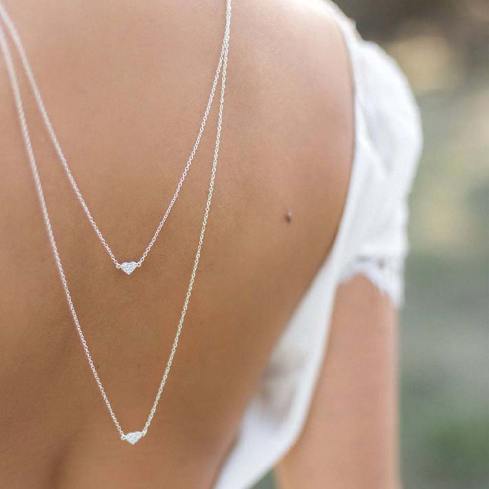 Elegant Double Layer Heart Bac - Body Jewelry Back ulasan dan harga