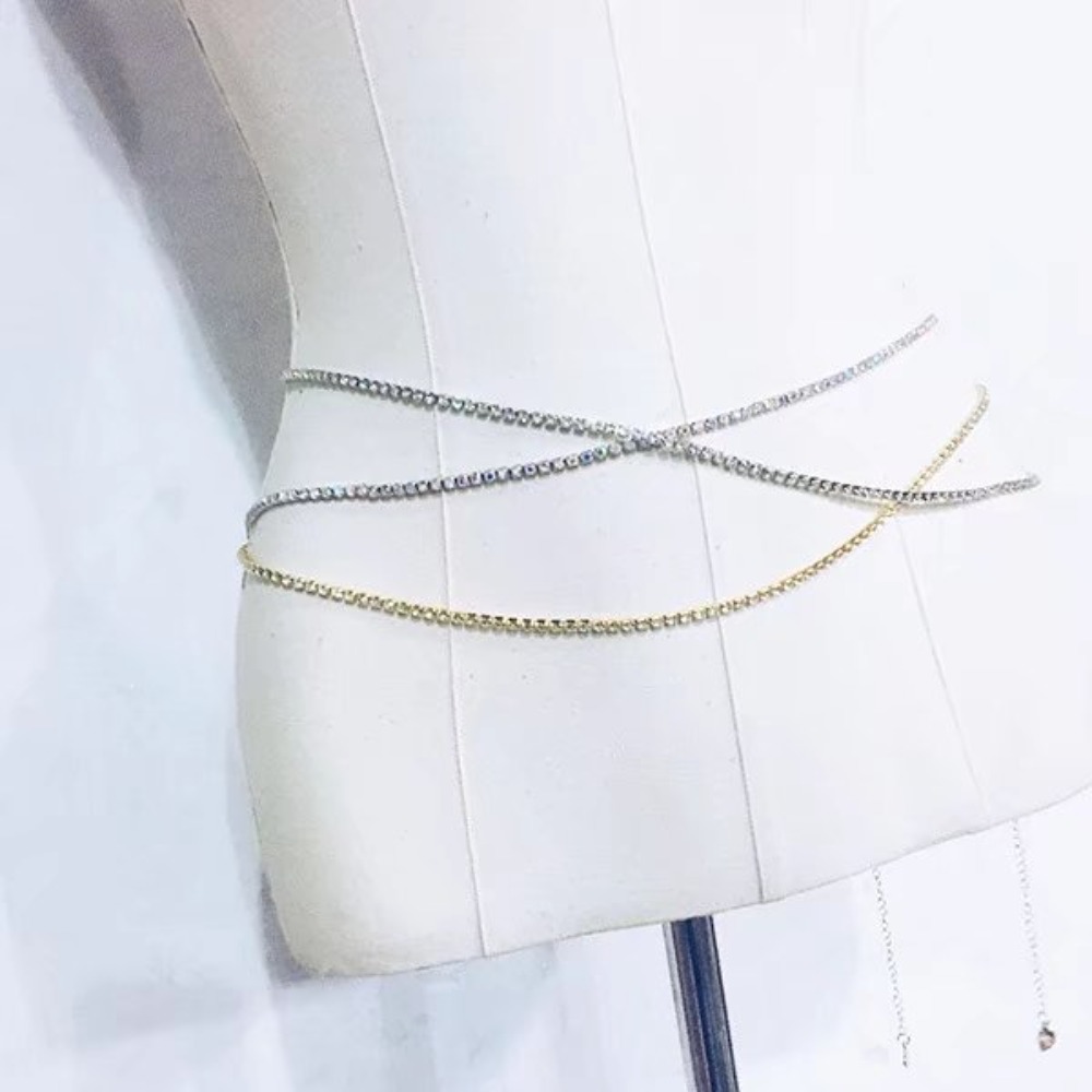 Sexy Fashion Shiny Water Drill - Body Jewelry Waist Chains ulasan dan harga