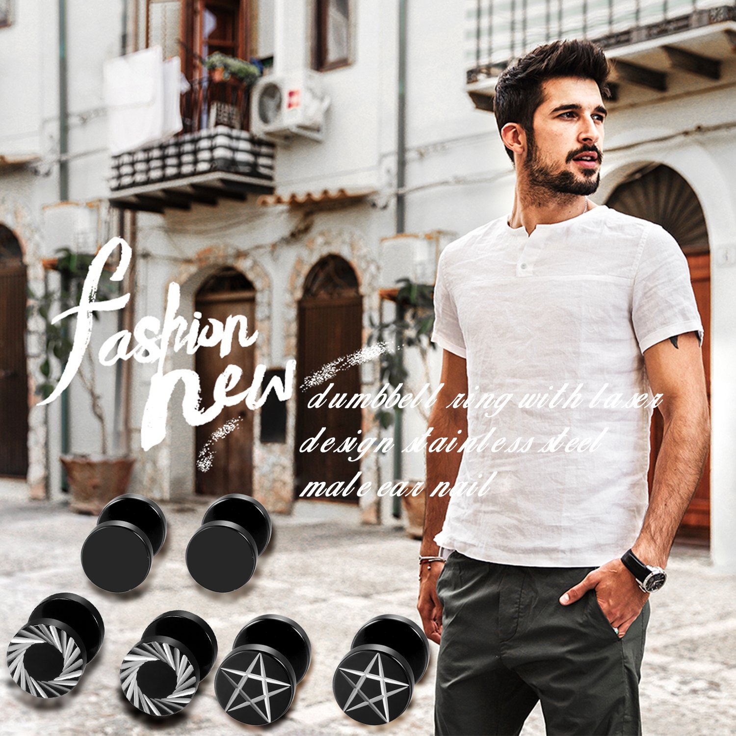 2Pcs/6Pcs Black Stainless Stee - Body Jewelry Ear Gauges ulasan dan harga