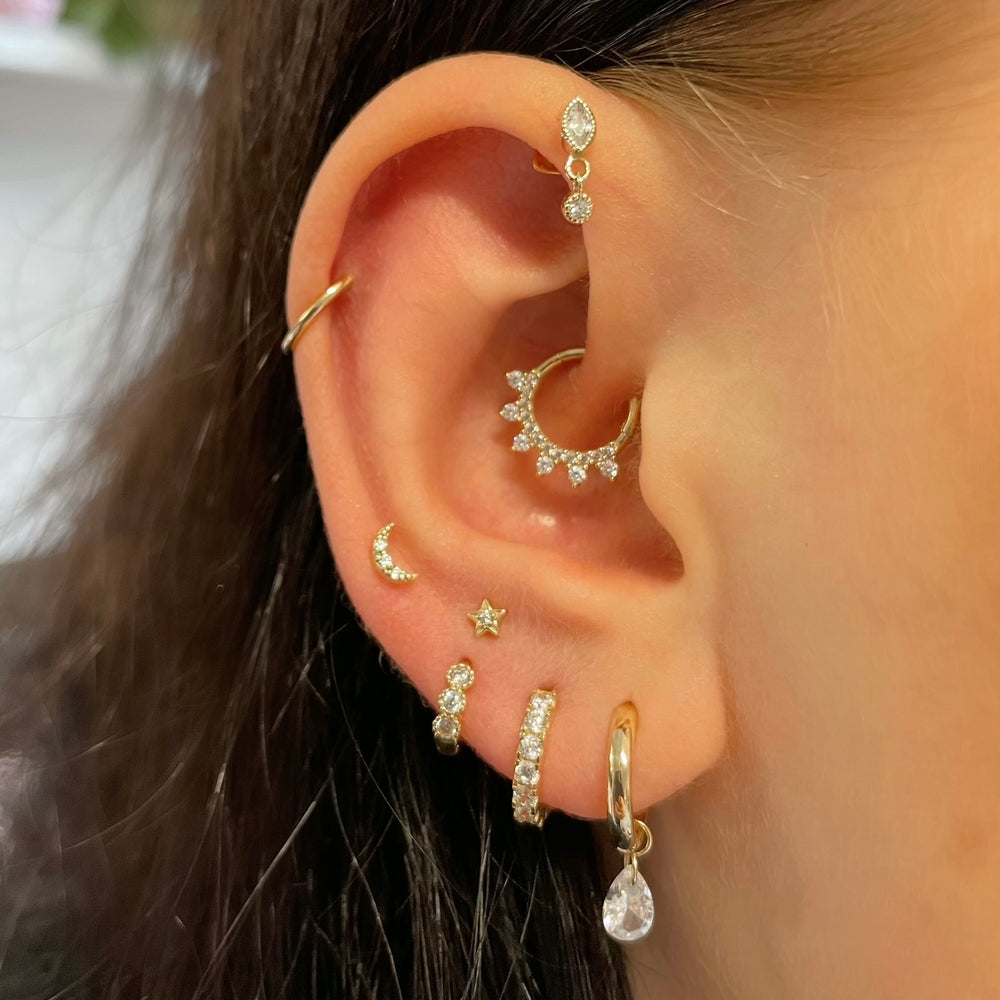 1PC Star Moon Lightning Zircon - Flat Back Labret Stud ulasan dan harga