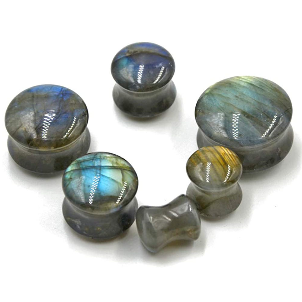 WKOUD 1PC Labradorite Stone Ea - Body Jewelry Gauges ulasan dan harga
