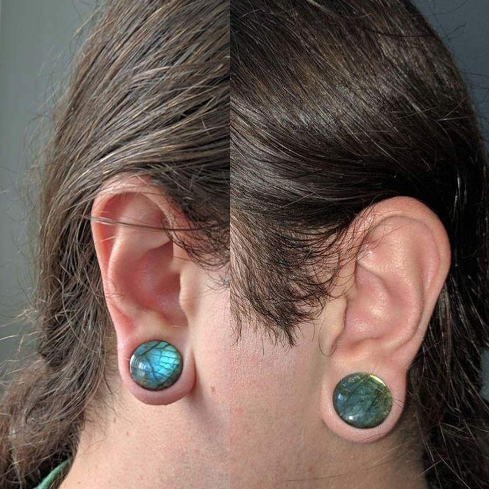 WKOUD 1PC Labradorite Stone Ea - Body Jewelry Gauges ulasan dan harga