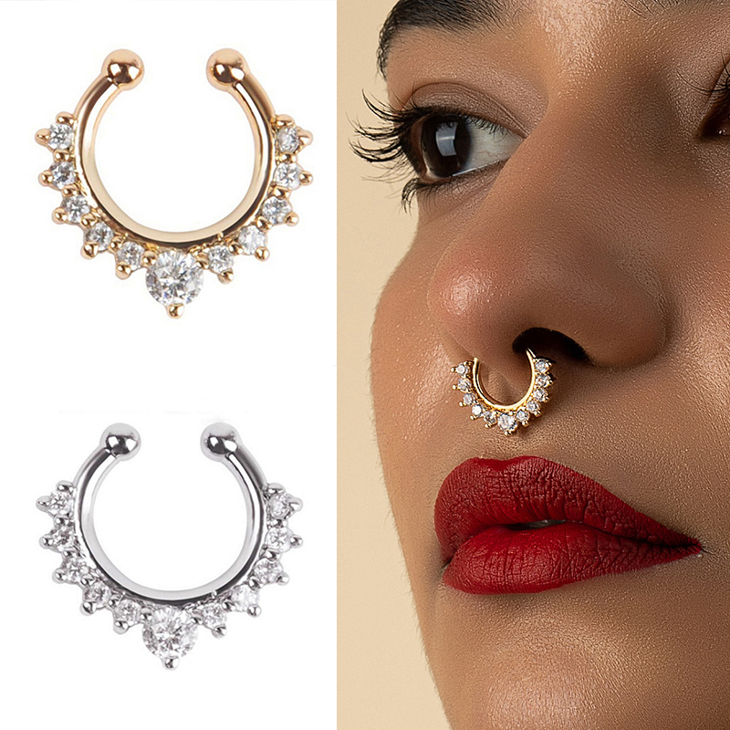 1PC U-Shape Nose Clip Fake Nos - Body Jewelry Art ulasan dan harga