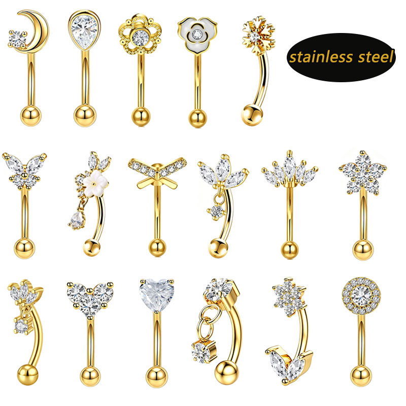 1pcs/lotStainless Steel Butter - Eyebrow Curved Barbell ulasan dan harga