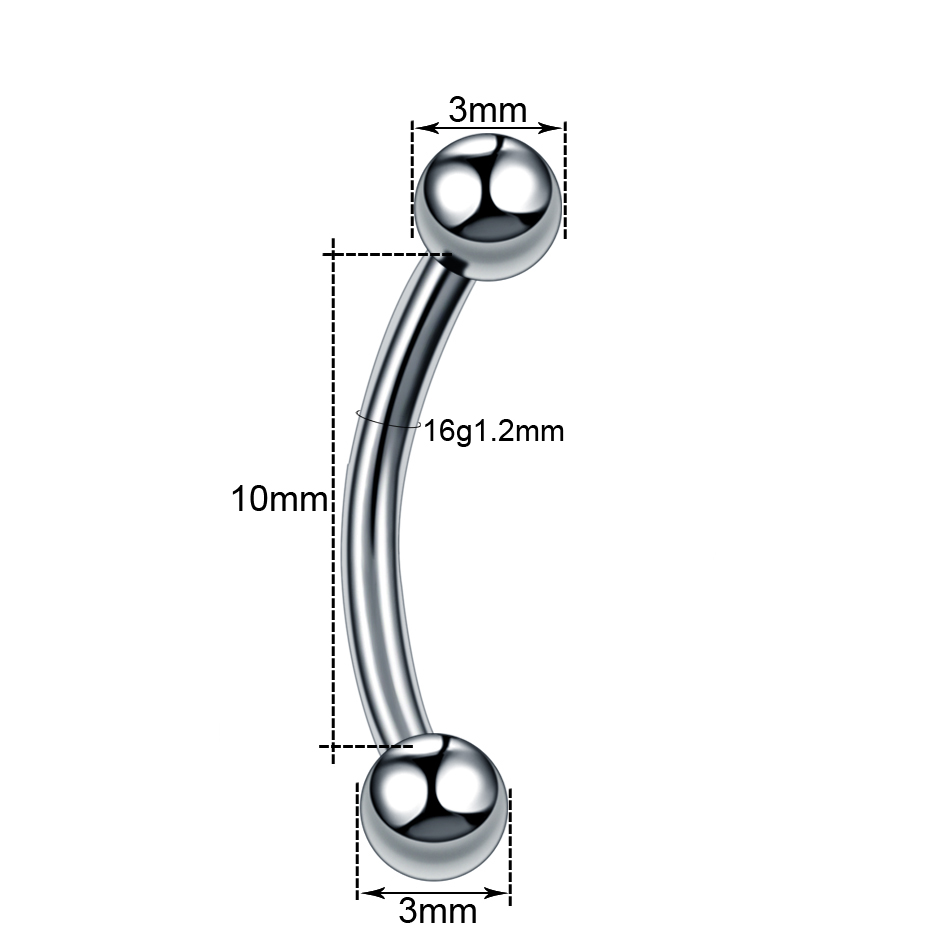 1pc Titanium Ball Eyebrow Pier - Eyebrow Curved Barbell ulasan dan harga