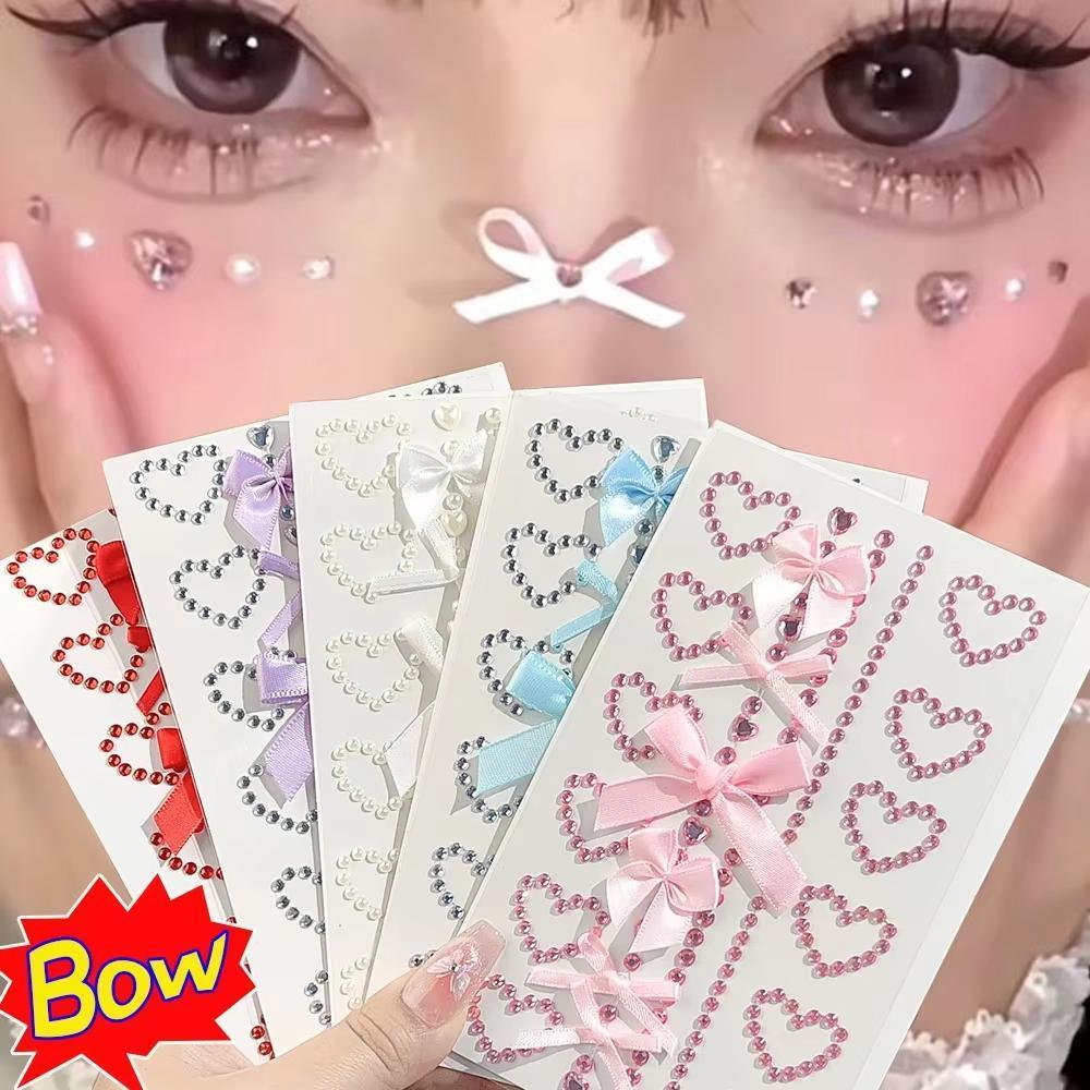 1 Sheet Red Ribbon Bow Sparkly - Body Jewelry Art ulasan dan harga