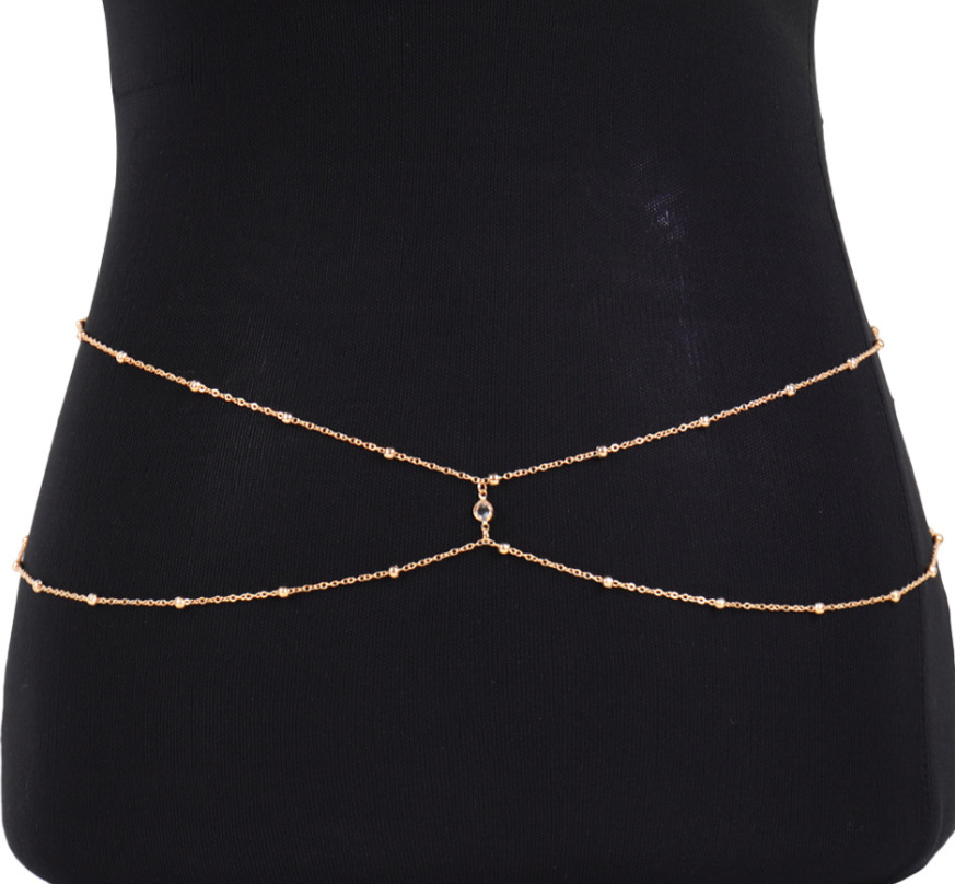Clear Rhinestone Beaded Belly  - Body Jewelry Waist Chains ulasan dan harga