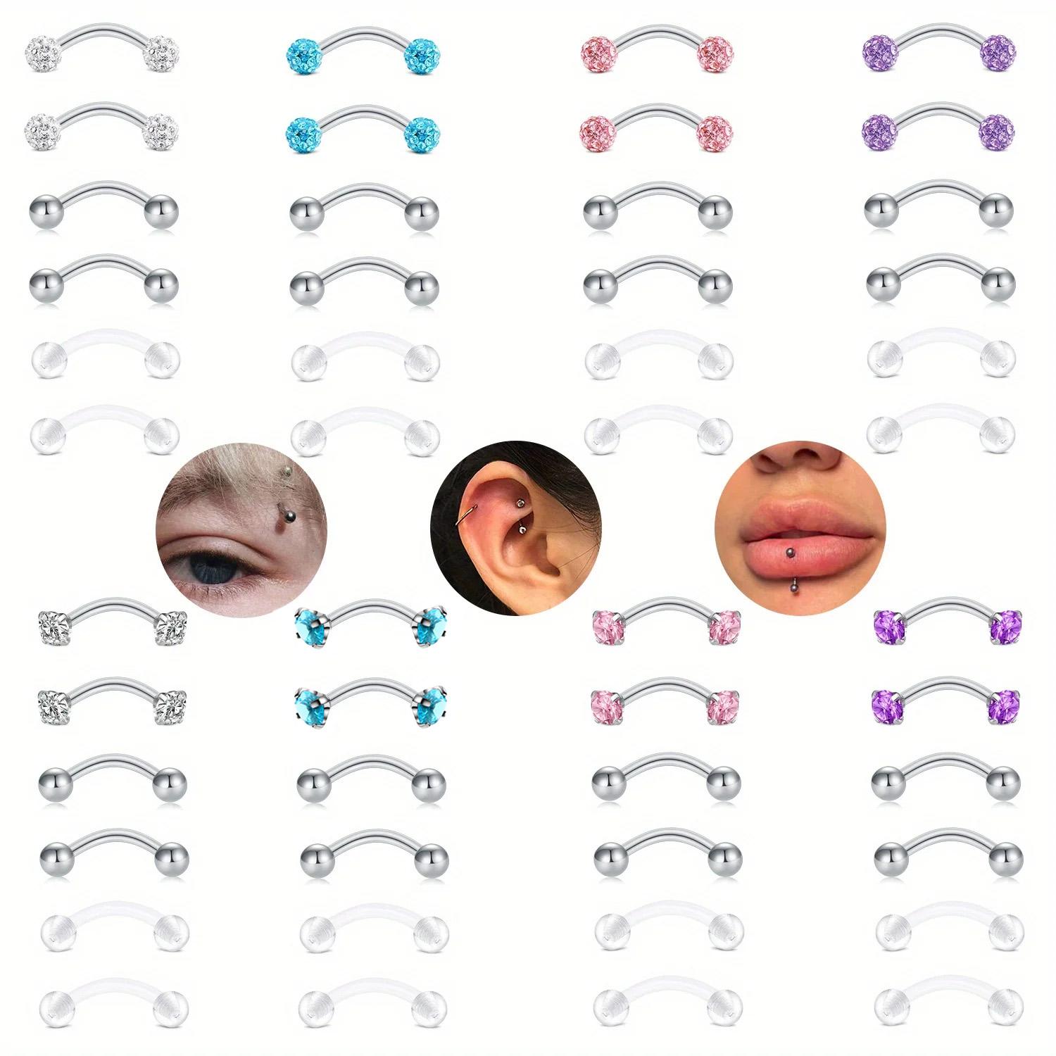 6pcs/Set Elegant Cute 16G Curv - Eyebrow Curved Barbell ulasan dan harga