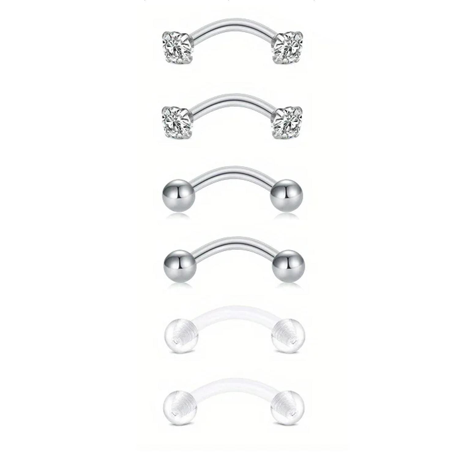 6pcs/Set Elegant Cute 16G Curv - Eyebrow Curved Barbell ulasan dan harga