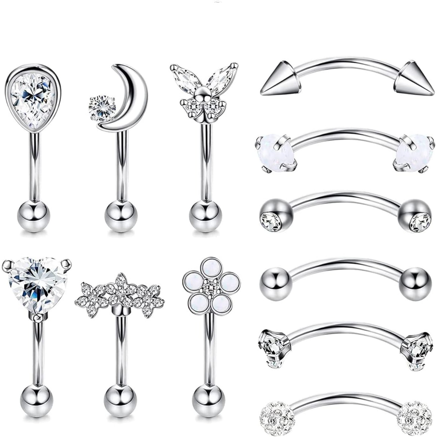 Bobisty 1PC Stainless Steel Cu - Eyebrow Curved Barbell ulasan dan harga