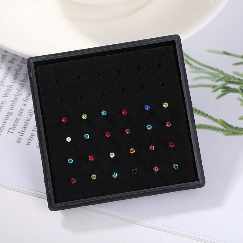 24pcs/box Crystal Nose Ring St - Body Jewelry Display Case ulasan dan harga