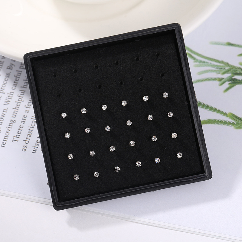 24pcs/box Crystal Nose Ring St - Body Jewelry Display Case ulasan dan harga