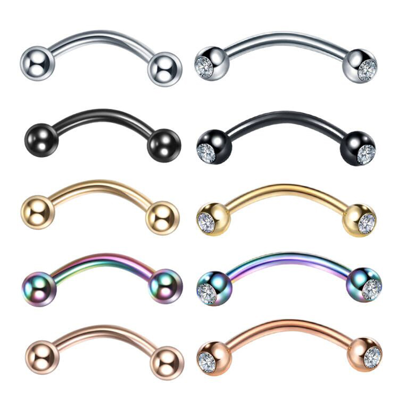 1PC Stainless Steel Crystal Ey - Eyebrow Curved Barbell ulasan dan harga