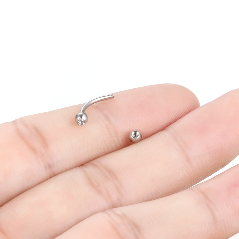 1PC Stainless Steel Crystal Ey - Eyebrow Curved Barbell ulasan dan harga