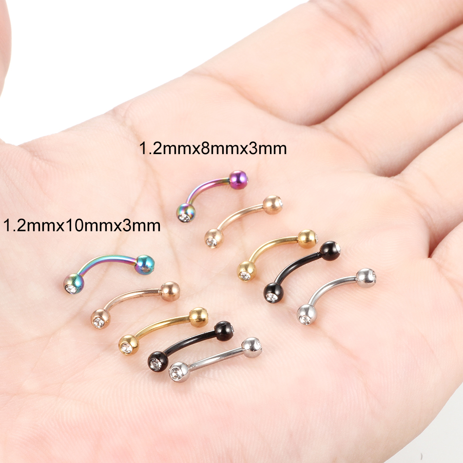 1PC Stainless Steel Crystal Ey - Eyebrow Curved Barbell ulasan dan harga