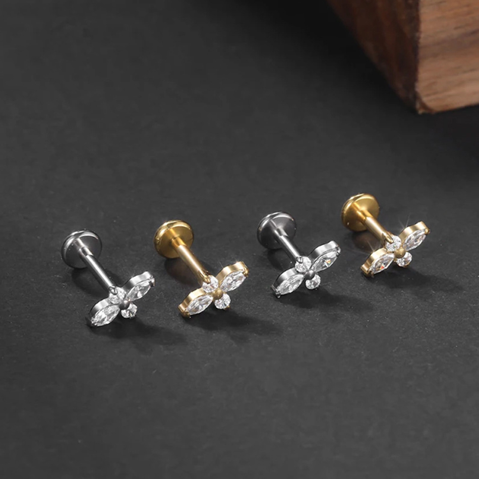 1PC G23 Titanium Labret Pierci - Flat Back Labret Stud ulasan dan harga