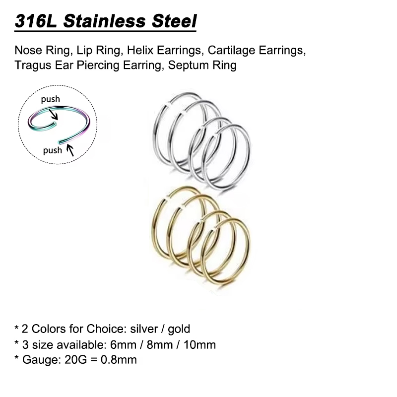 6pcs/lot Hypoallergenic Nose R - Body Jewelry Art ulasan dan harga