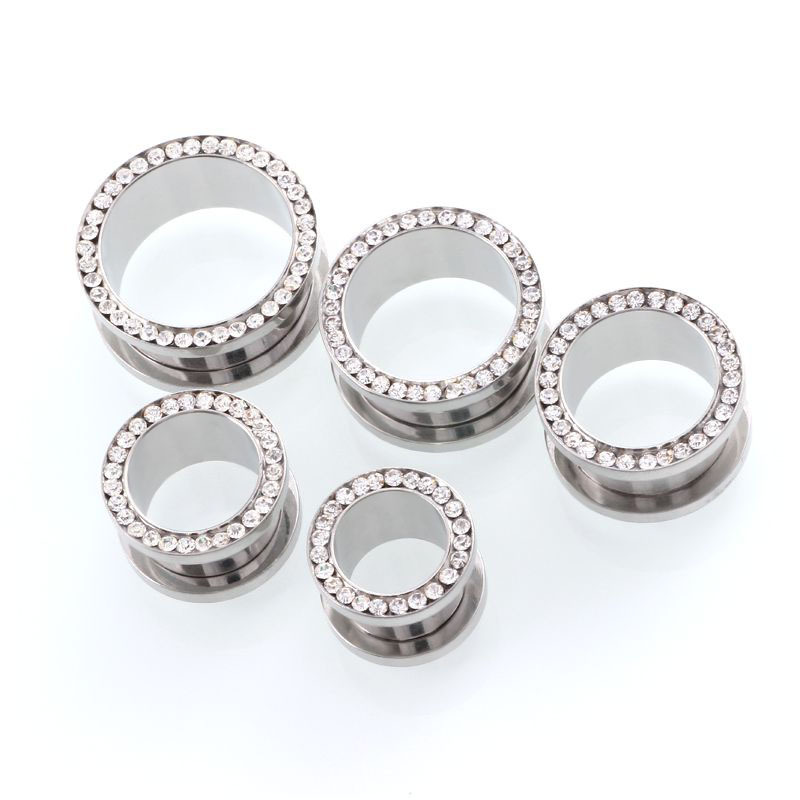 2 pcs/lot Crystal Ear Tunnel S - Body Jewelry Ear Gauges ulasan dan harga