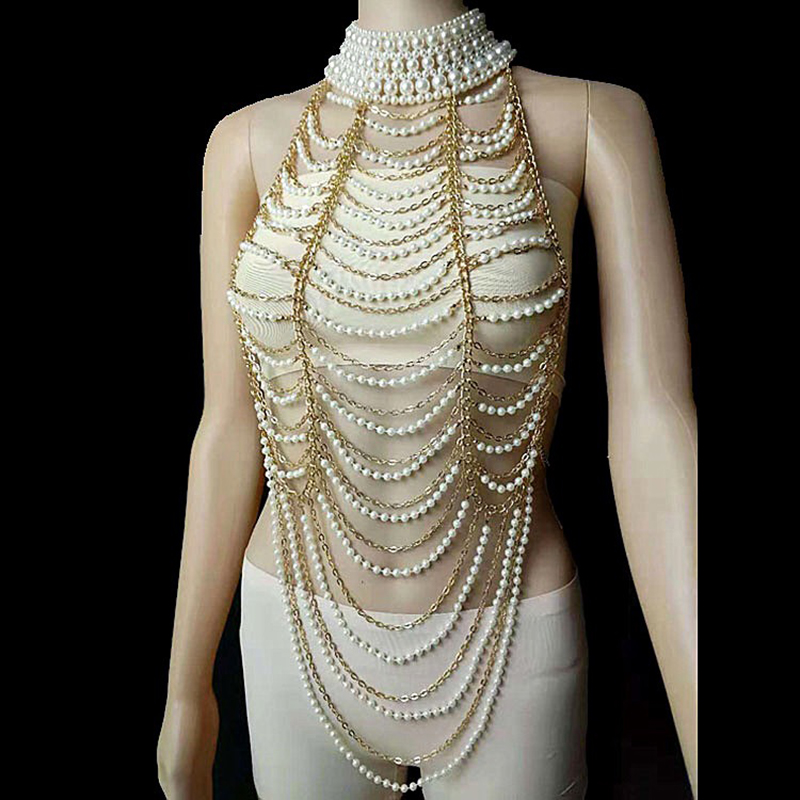 Vintage Multilayer Pearl Neckl - Body Jewelry Brands ulasan dan harga