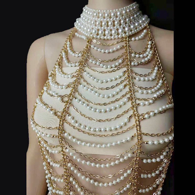 Vintage Multilayer Pearl Neckl - Body Jewelry Brands ulasan dan harga
