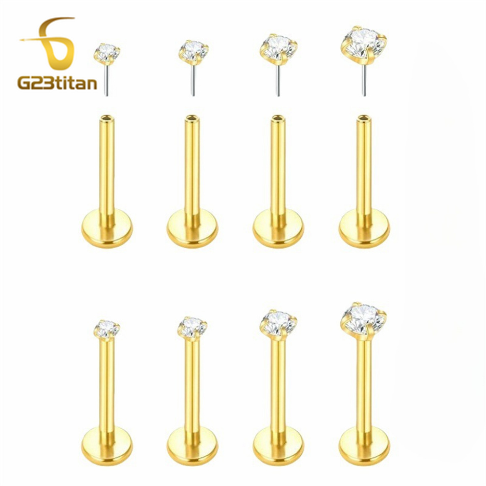 2pc G23 Titanium Push In Earri - Flat Back Labret Stud ulasan dan harga