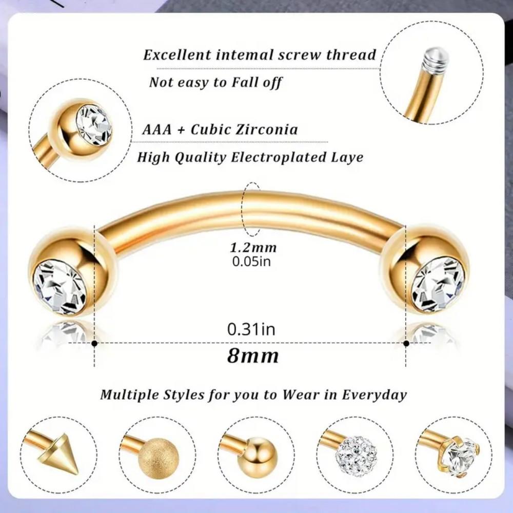 16G Stainless Steel Rook Pierc - Eyebrow Curved Barbell ulasan dan harga