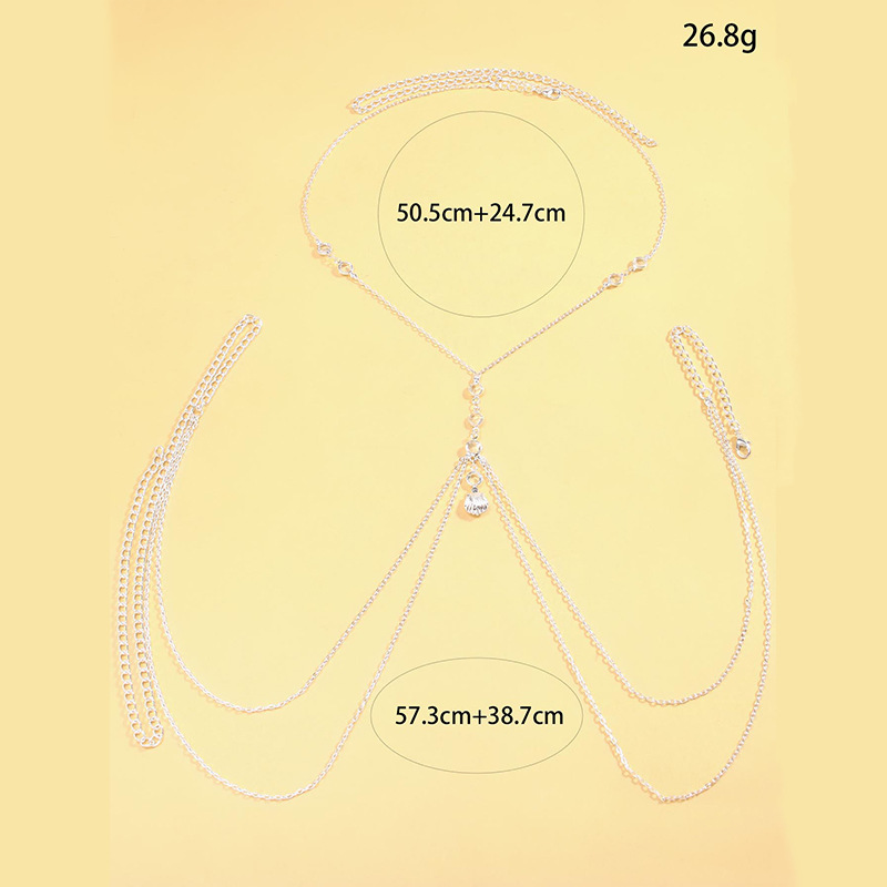 Women Silver Tone Body Chain C - Body Jewelry Waist Chains ulasan dan harga