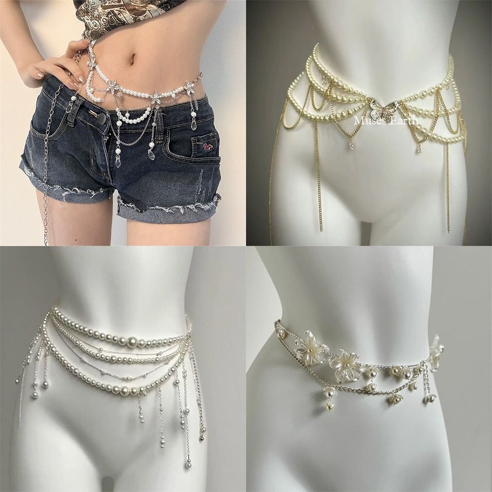 Fashion Elegant Pearl Waist Ch - Body Jewelry Waist Chains ulasan dan harga