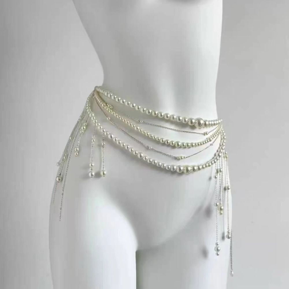 Fashion Elegant Pearl Waist Ch - Body Jewelry Waist Chains ulasan dan harga