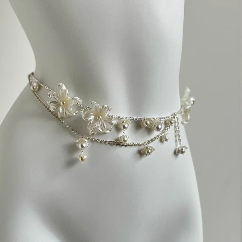 Fashion Elegant Pearl Waist Ch - Body Jewelry Waist Chains ulasan dan harga