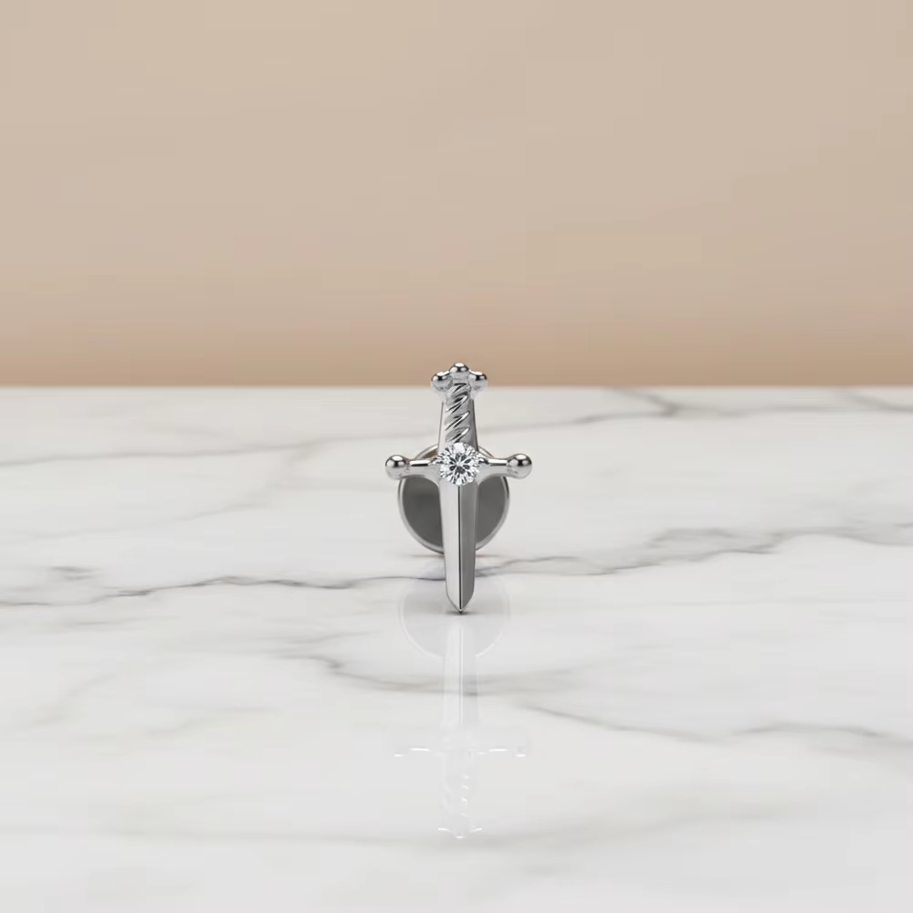 ASTM F136 Titanium CZ Cross St - Flat Back Labret Stud ulasan dan harga