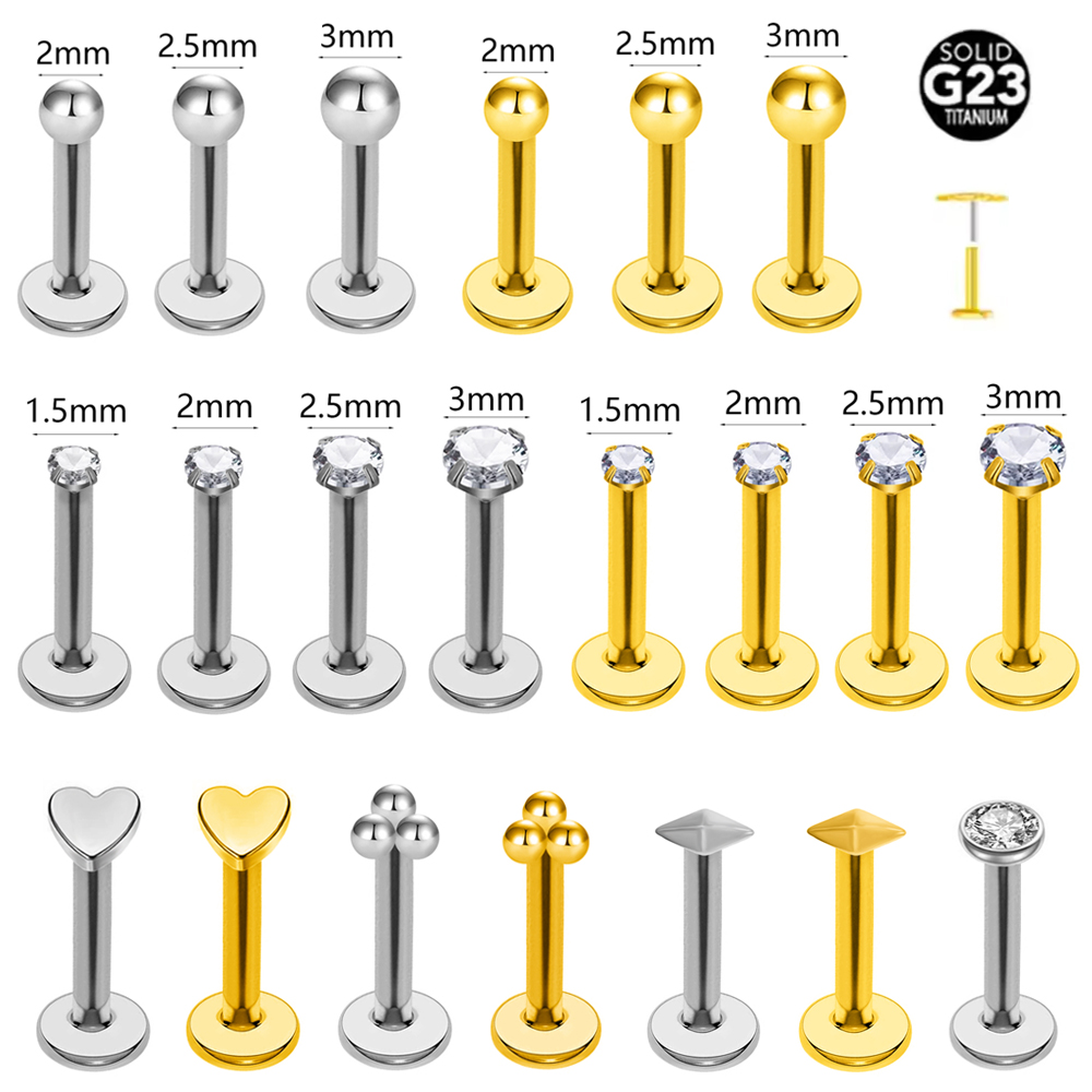 ASTM F136 G23 Titanium The bal - Flat Back Labret Stud ulasan dan harga
