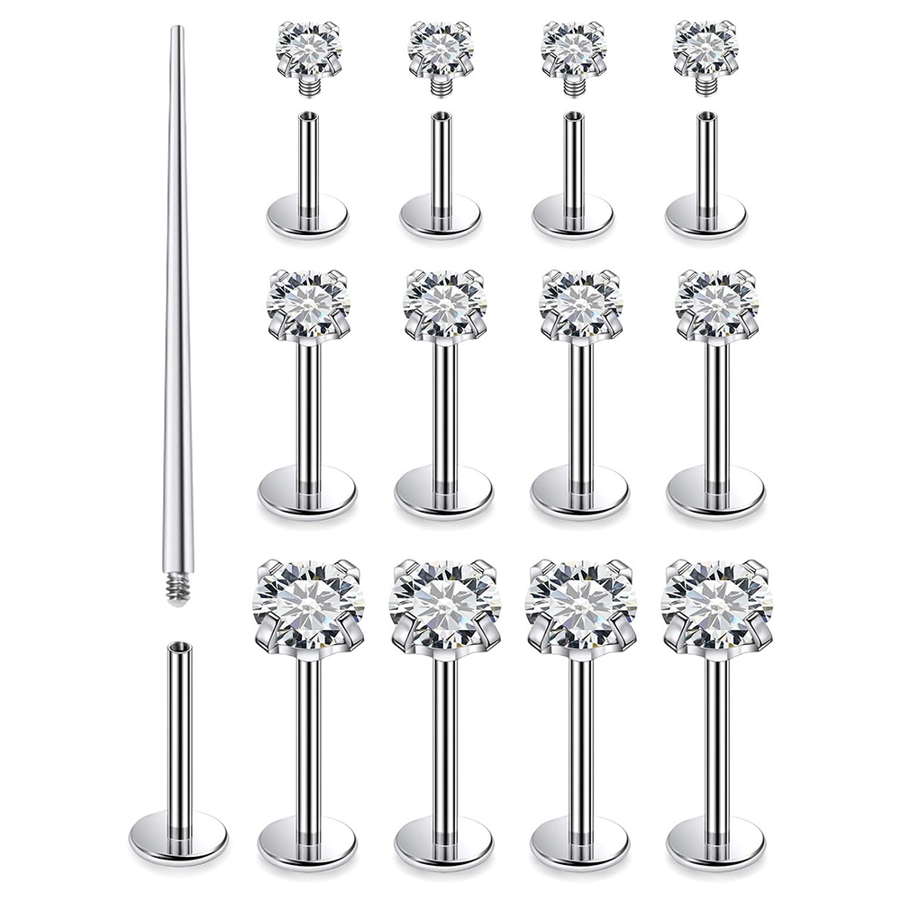 13 PCS Labret Piercing Set Sur - Flat Back Labret Stud ulasan dan harga