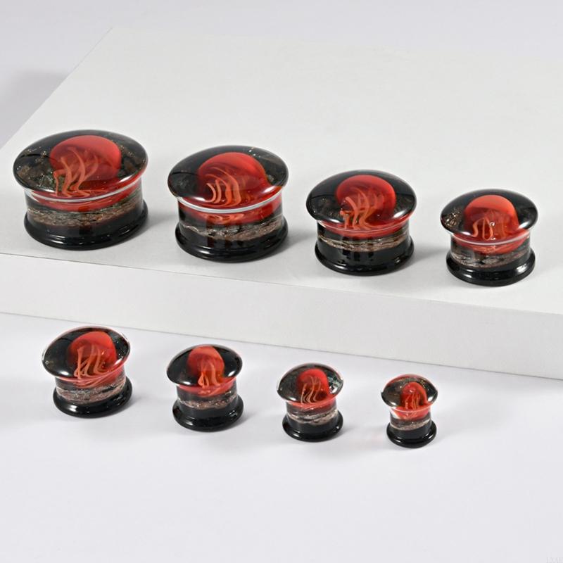  Elegant Jellyfish Glass Ear G - Body Jewelry Gauges ulasan dan harga