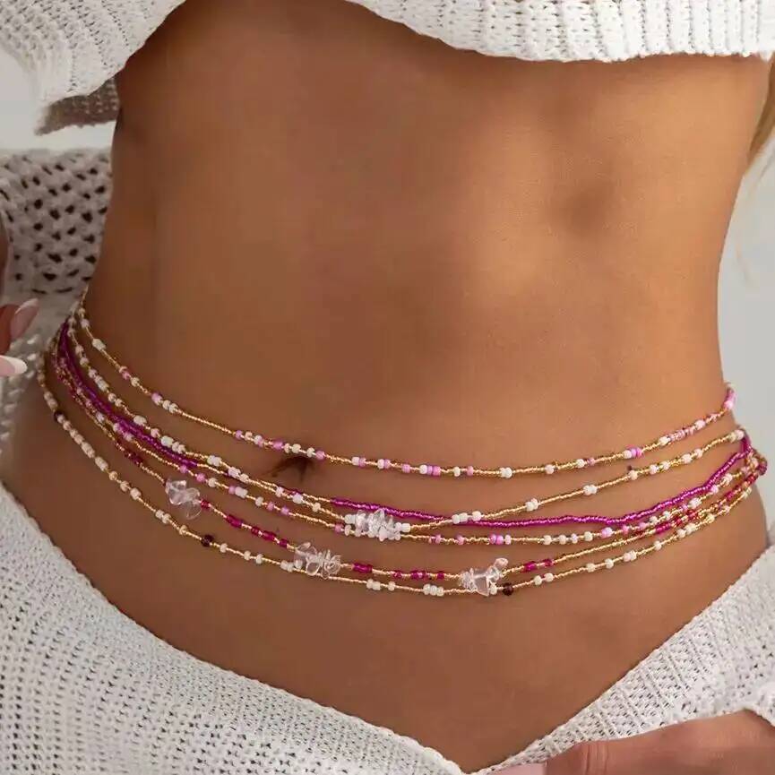 SHIXIN 6Pcs/Set Boho Colorful  - Body Jewelry Waist Chains ulasan dan harga