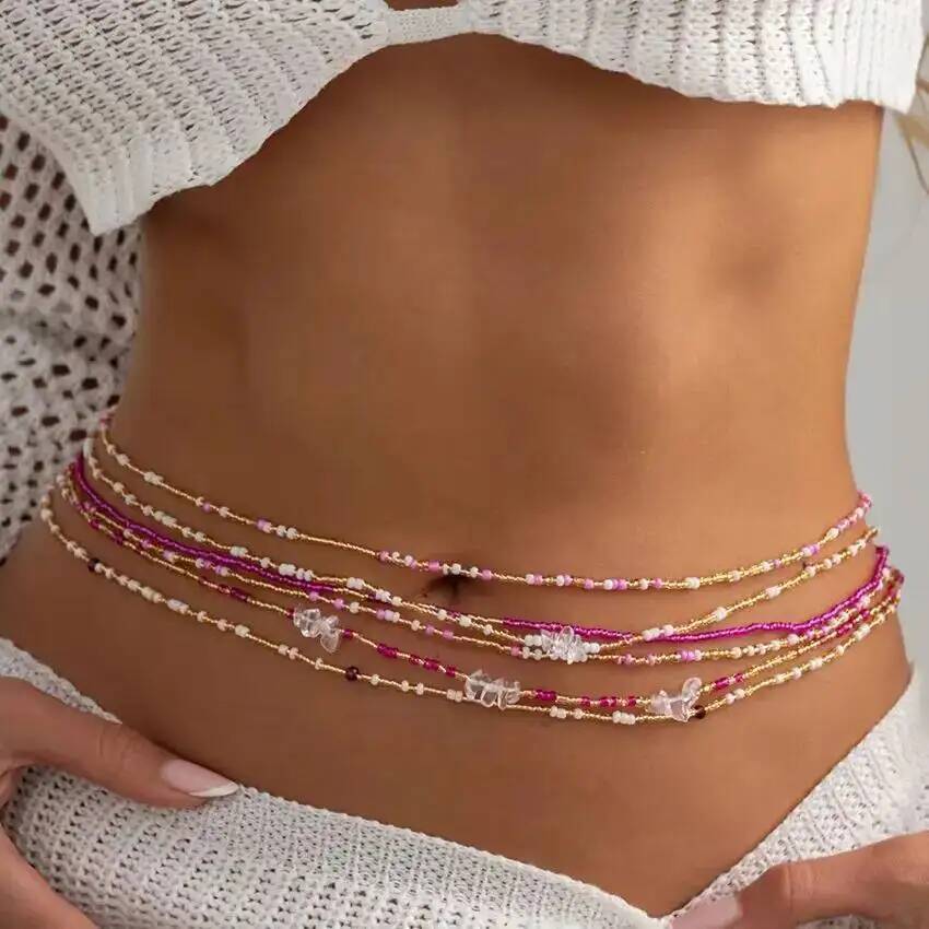 SHIXIN 6Pcs/Set Boho Colorful  - Body Jewelry Waist Chains ulasan dan harga